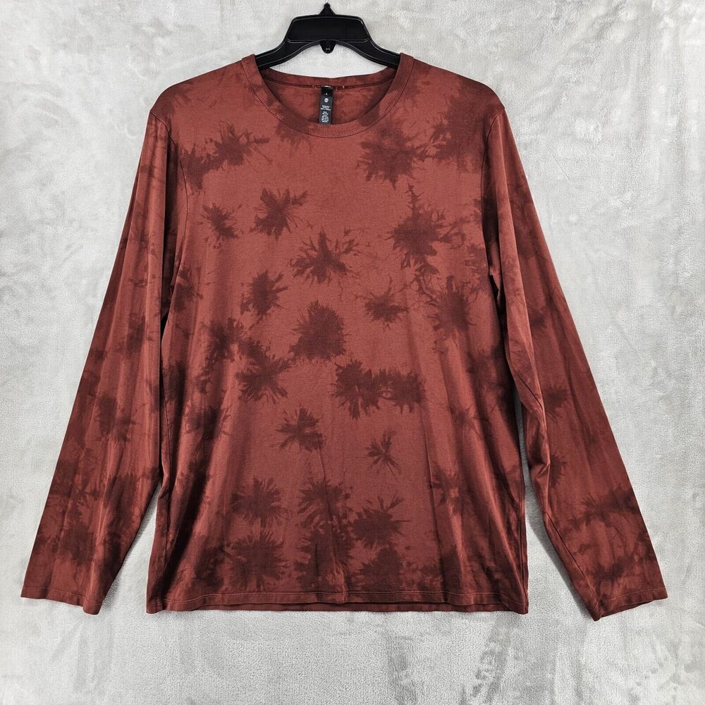 Lululemon Mens Large The Fundamental Long Sleeve Shirt Tide Shibori Date Brown